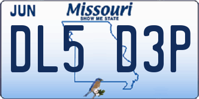 MO license plate DL5D3P