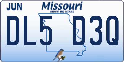 MO license plate DL5D3Q