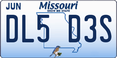 MO license plate DL5D3S