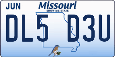 MO license plate DL5D3U