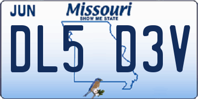 MO license plate DL5D3V