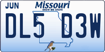 MO license plate DL5D3W