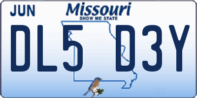 MO license plate DL5D3Y