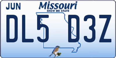 MO license plate DL5D3Z