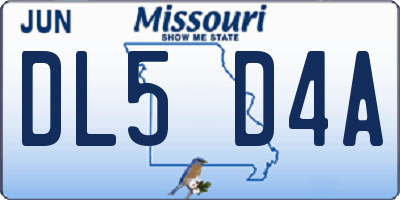 MO license plate DL5D4A
