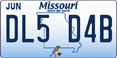 MO license plate DL5D4B