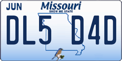 MO license plate DL5D4D