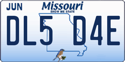 MO license plate DL5D4E