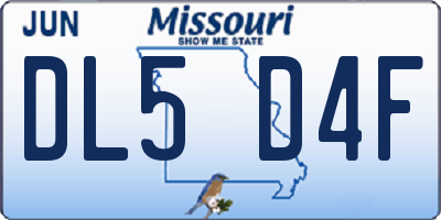 MO license plate DL5D4F