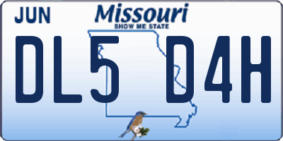 MO license plate DL5D4H