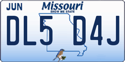 MO license plate DL5D4J