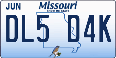 MO license plate DL5D4K