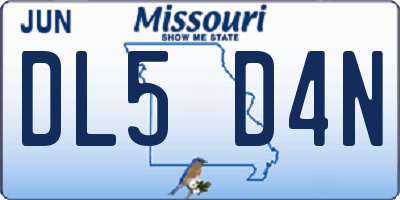 MO license plate DL5D4N