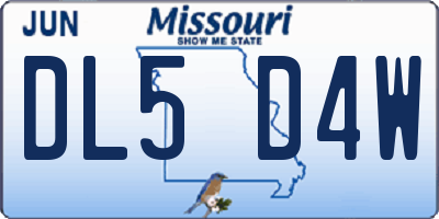 MO license plate DL5D4W