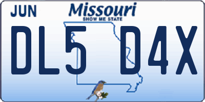MO license plate DL5D4X