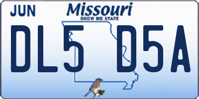 MO license plate DL5D5A