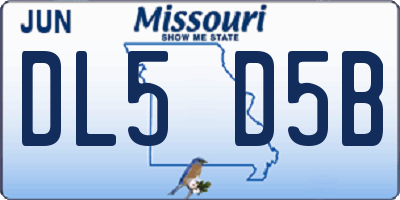 MO license plate DL5D5B