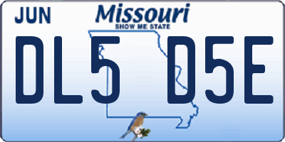 MO license plate DL5D5E