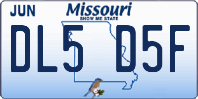 MO license plate DL5D5F