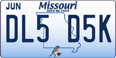 MO license plate DL5D5K
