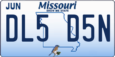 MO license plate DL5D5N