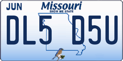 MO license plate DL5D5U
