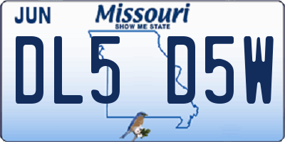 MO license plate DL5D5W