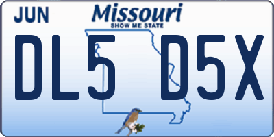 MO license plate DL5D5X