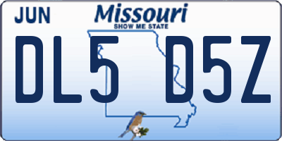 MO license plate DL5D5Z