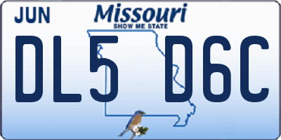 MO license plate DL5D6C