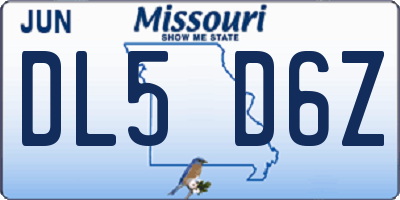 MO license plate DL5D6Z