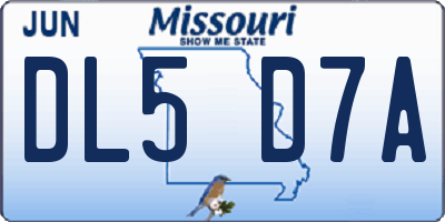 MO license plate DL5D7A