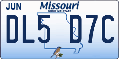 MO license plate DL5D7C