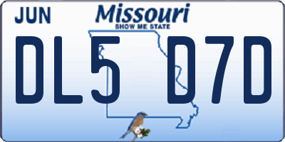 MO license plate DL5D7D