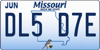MO license plate DL5D7E