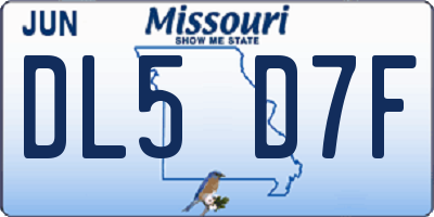 MO license plate DL5D7F