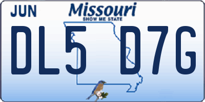 MO license plate DL5D7G