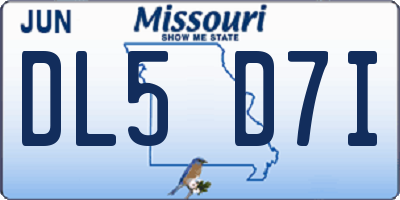 MO license plate DL5D7I