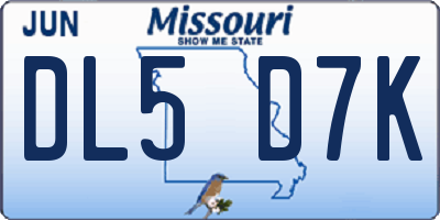 MO license plate DL5D7K