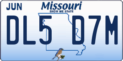 MO license plate DL5D7M