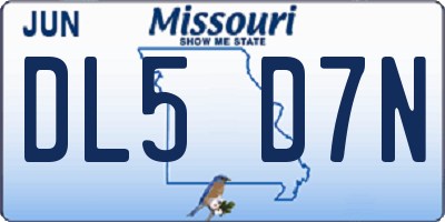 MO license plate DL5D7N