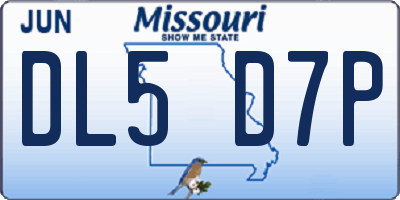 MO license plate DL5D7P