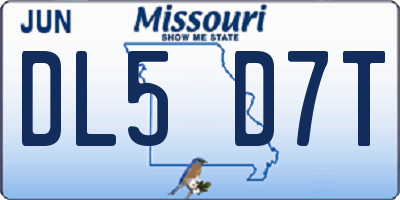 MO license plate DL5D7T