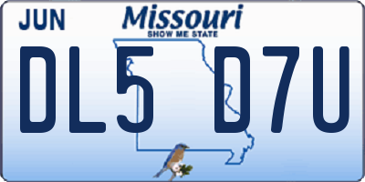 MO license plate DL5D7U