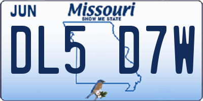 MO license plate DL5D7W