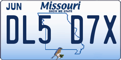 MO license plate DL5D7X
