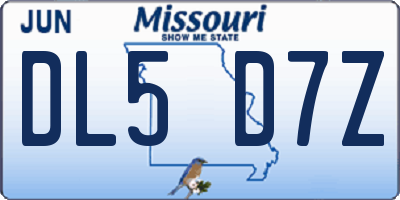 MO license plate DL5D7Z