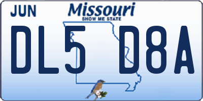 MO license plate DL5D8A