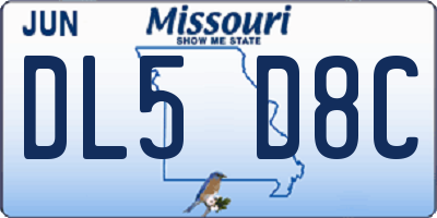 MO license plate DL5D8C