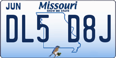 MO license plate DL5D8J